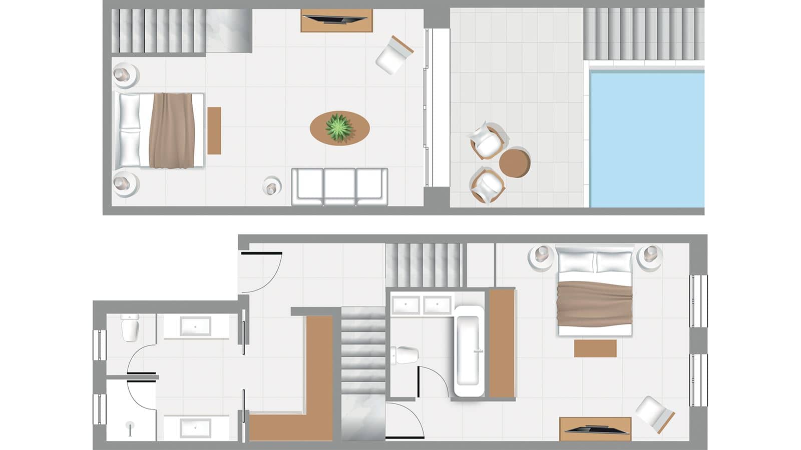 rooms-2bedroom-roc-villa-private-pool-waterfront-sea-deck